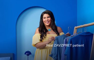 Real ZAVZPRET™ (zavegepant) patient Carlene Forbes picking out clothes